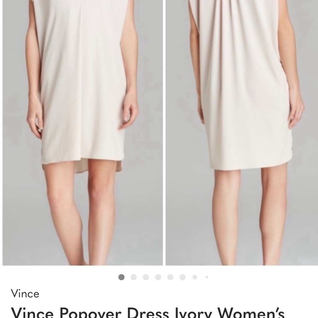 Vince Cream V-Neck Mid Dress
